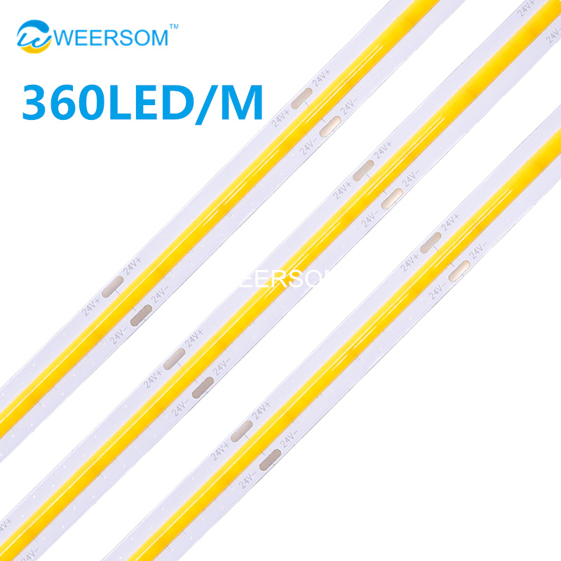 FCOB-360LED/M无光斑线性灯带6/8/10mm板宽线性照明灯条